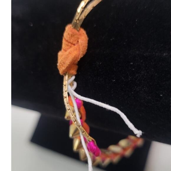 Serefina Anthropologie Studded Bracelet Red/Pink Adjustable Bracelet Punk NWOT - Picture 6 of 7